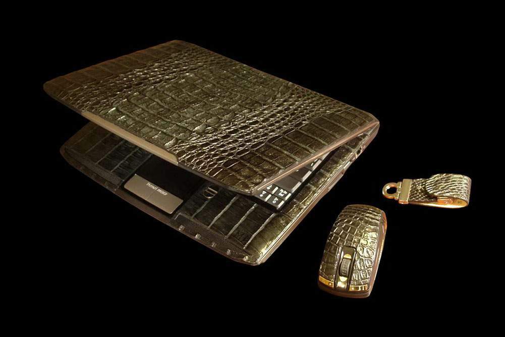 MJ - Laptop Ferrari Emerald Cayman Crocodile with Super USB Flash & Mouse Crystallized Diamonds