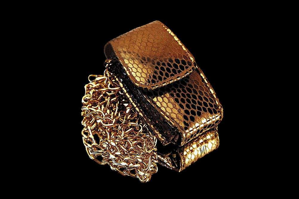 Mobile Case MJ Gold Leather Edition - Cobra Snake Skin & Gold Chain