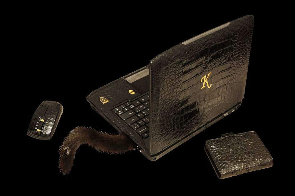 MJ Laptop Ferrari Gold Leather Single Copy - Crocodile & Python Skin with Solid Gold